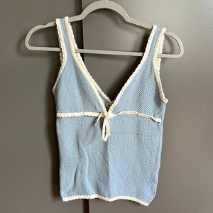 Djerf ave light blue and cream top